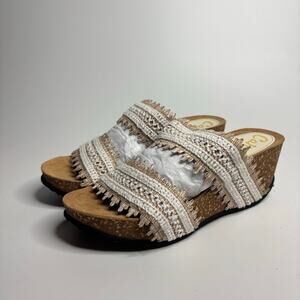 NWOB - Californians Rita Macramé Wedge Heeled Slide Sandal In White